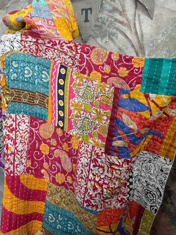 1012w Kantha Poncho Hoodie Dress-3