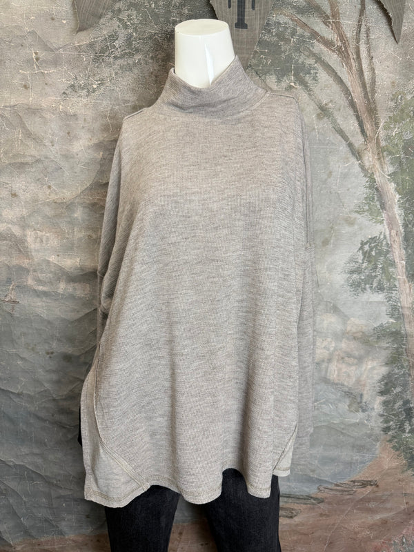 25690 Knit Mock Neck Top-Khaki