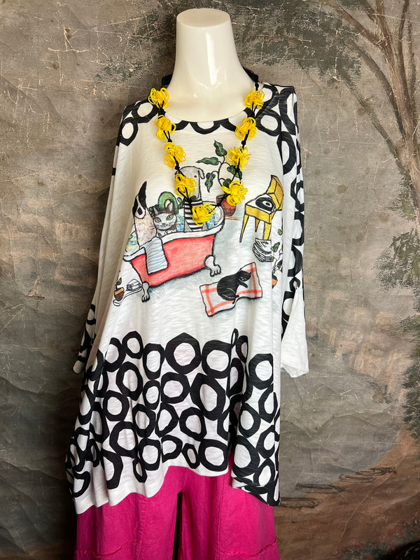 T1369K White Knit Whimsy Top-Pawty Bath