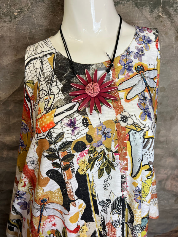 T1369K White Knit Whimsy Top-Marisols Garden