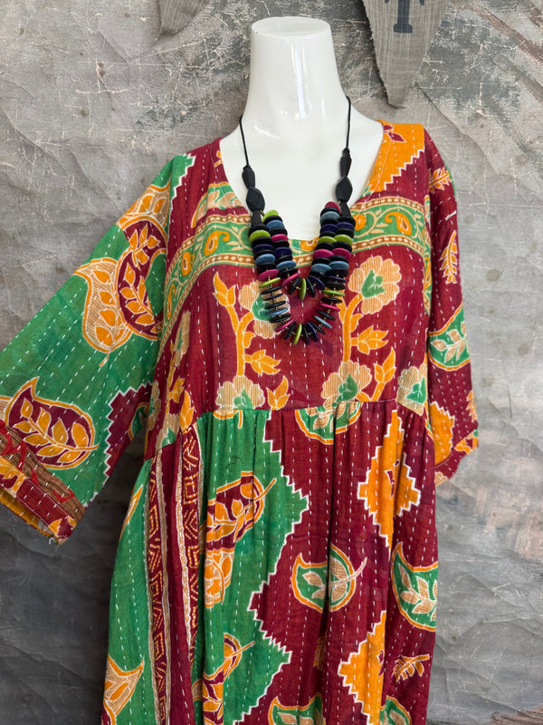 1027w Kantha Arts Tiered Dress-Mix 8