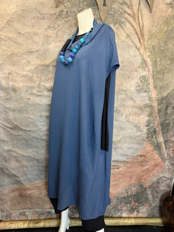 92009 Cocoon Sweatshirt Dress-Denim Blue