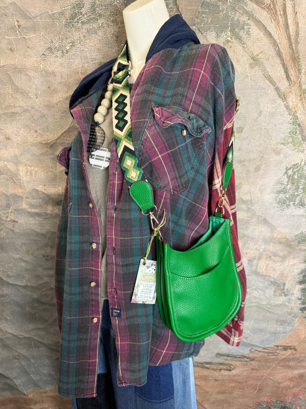 0003A Pebbled Vegan MINI Leather Crossbody Bag-Green