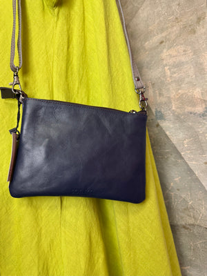 Soruko blue quilted leather crossbody bag with heart pattern and adjustable strap, style 81082 Icaria - 2