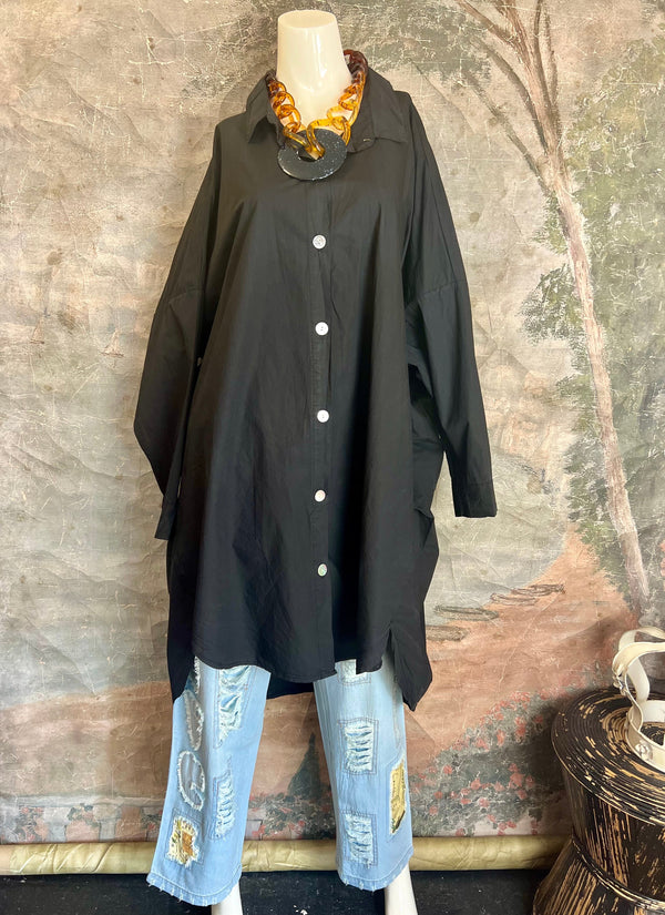 91750 Oversized Shirt Jacket-Black