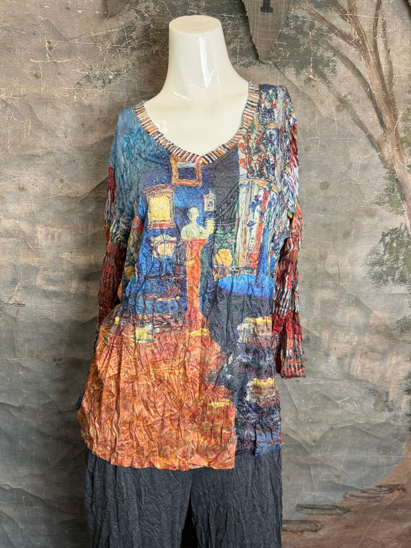 25603 Crinkle Tunic Top-Rust