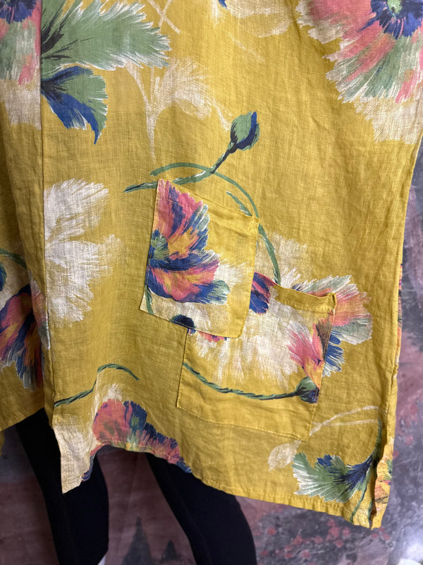91225 Flower Garden Linen Top-Yellow