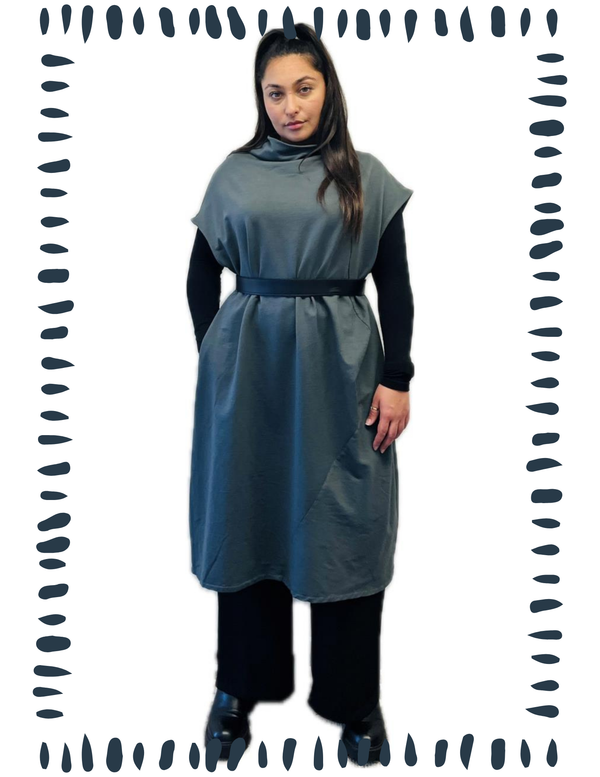 92009 Cocoon Sweatshirt Dress-Charcoal
