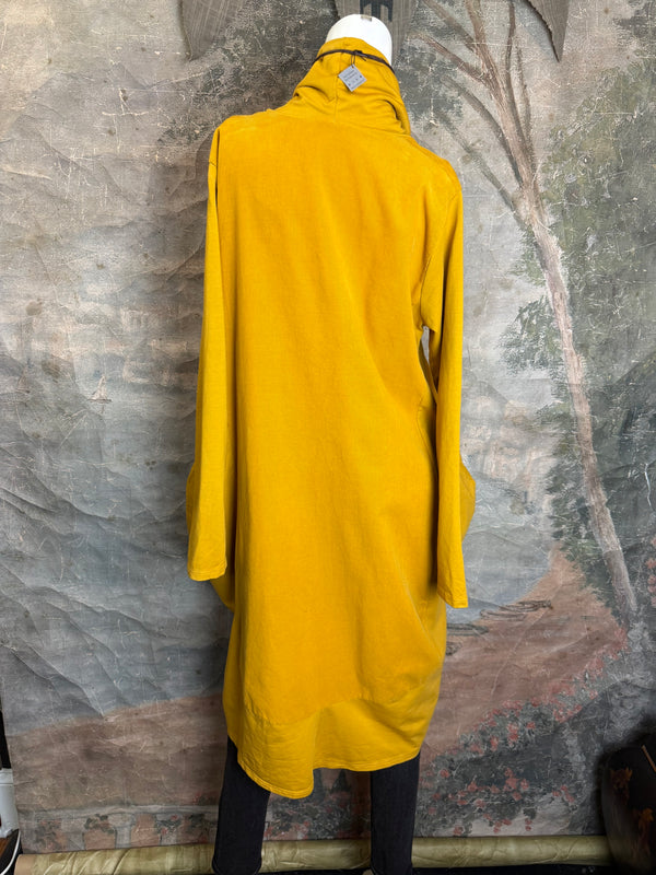 6512AU Cowlneck Bubble Dress-Mustard