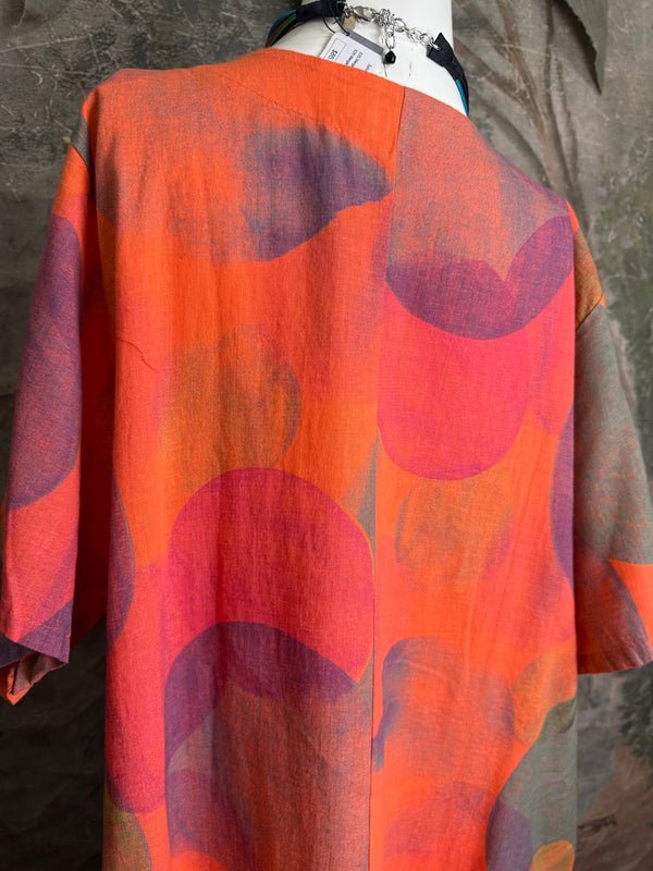90847C Painterly Bubbles Dress-Orange Kiss