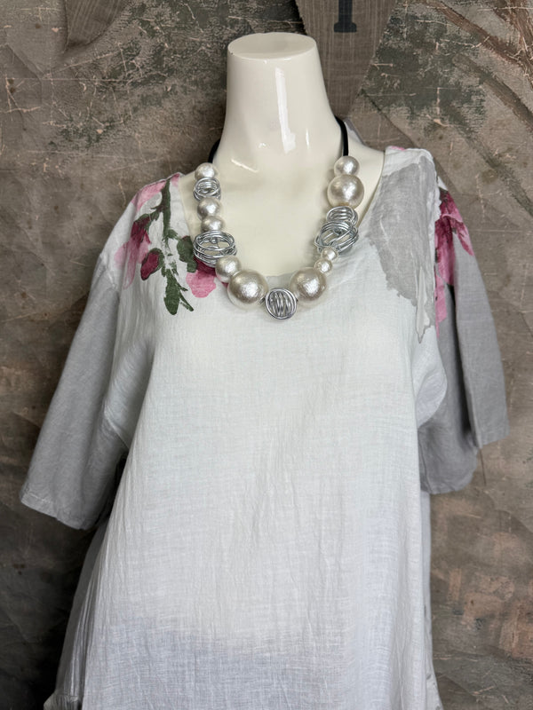 90847B Painters Garden Dress-White