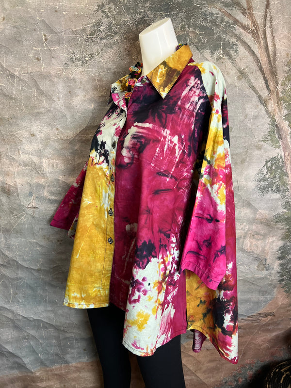 7042C Block Dyed Possibly Tunic-Pink