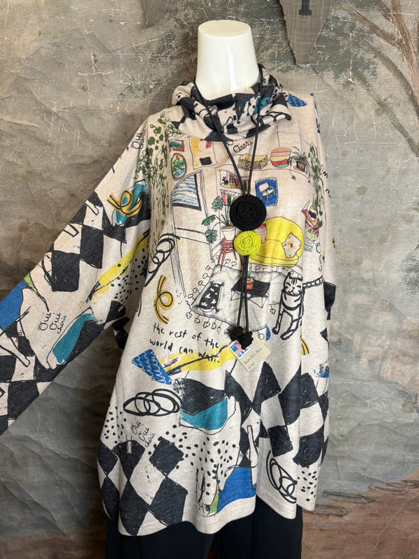 T1097 Cowlneck Dolman Slv Top