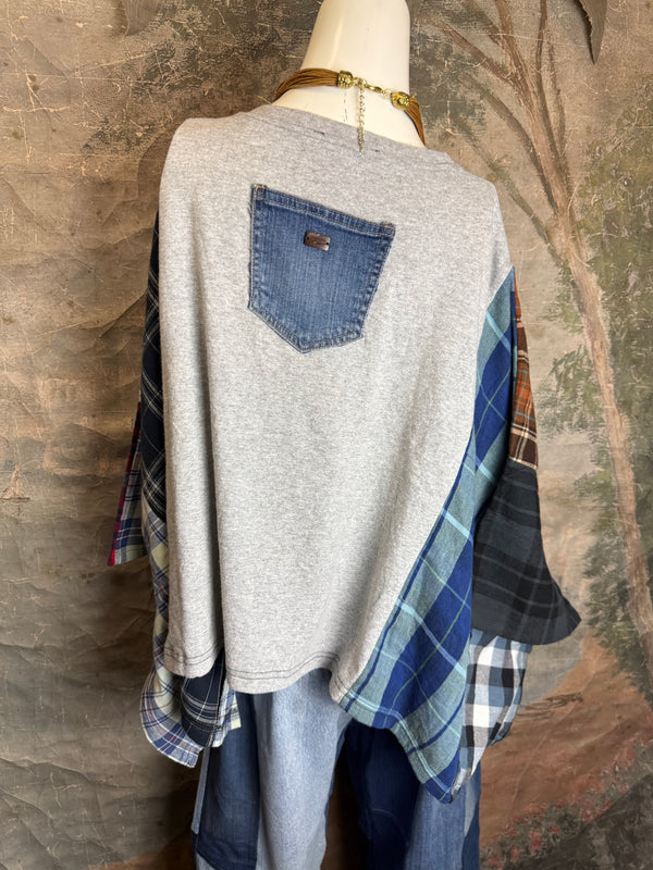 5576 Flannel Band Tee Topper-F