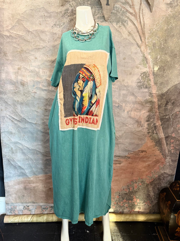 T839 Short Sleeve T-Shirt Dress-Tea/Gypsy