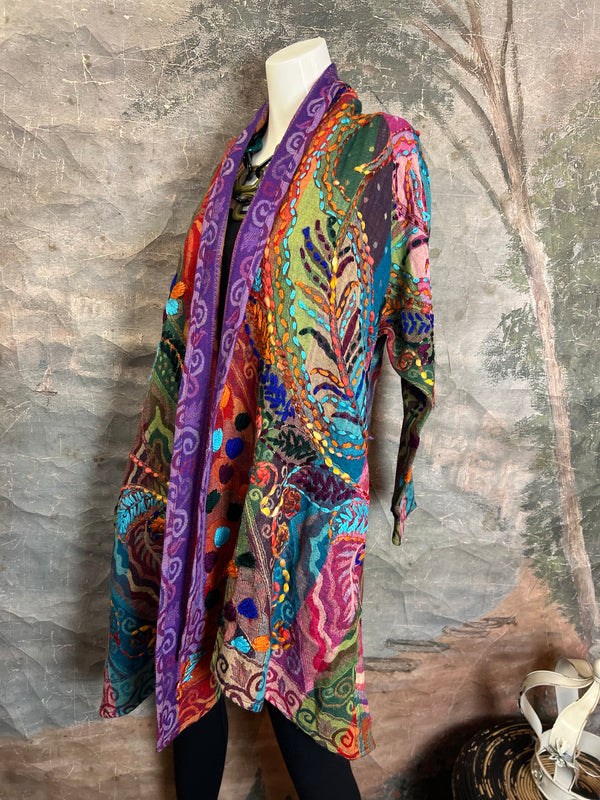 15873 Embroidered Echo Duster-MULTICOLOR