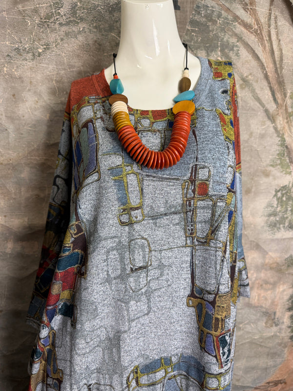 T721T Oversized Dolman Slv Top-Mapped In Color