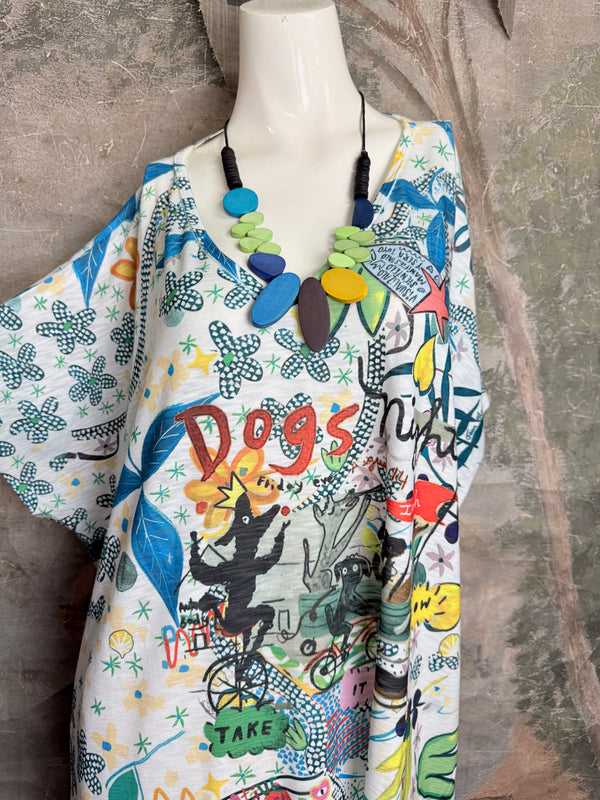 T1640K Vneck Dolman Top-Dogs Night