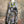 Load image into Gallery viewer, Oversized gray cat print crew pullover tunic with abstract art design on mannequin, styled with olive skirt and neon nec - 3
