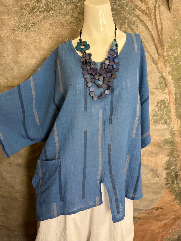 6653S Stripe Top-Blue