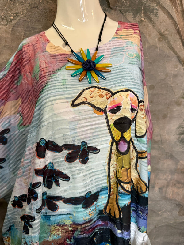 T1514 Long Slv Dolman Top/Tunic-Ozzy The Dog!