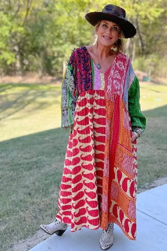 JG-156 Kantha Sunrise Dress-Mix 1