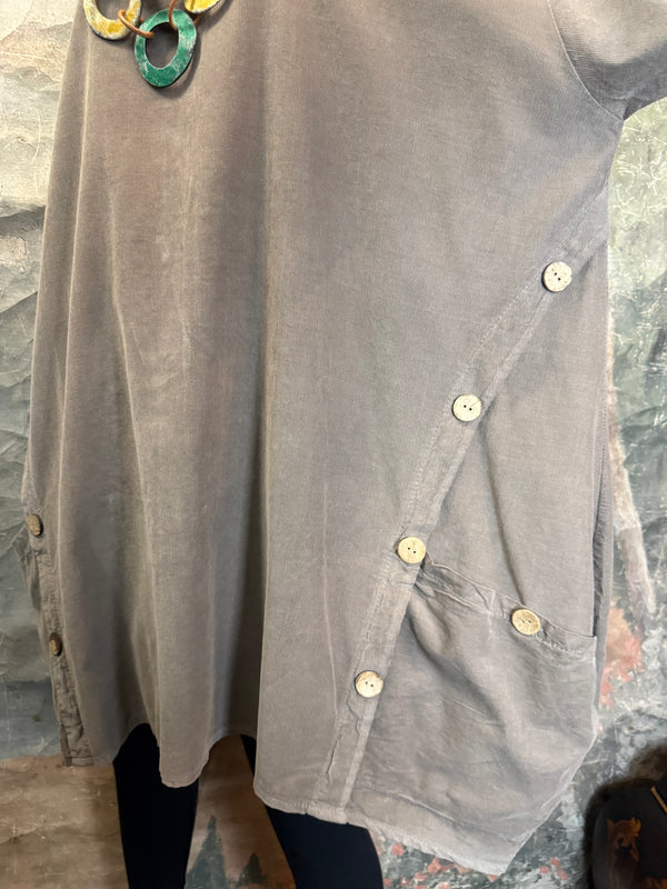 91983 Corduroy Pocket Tunic-Mocha