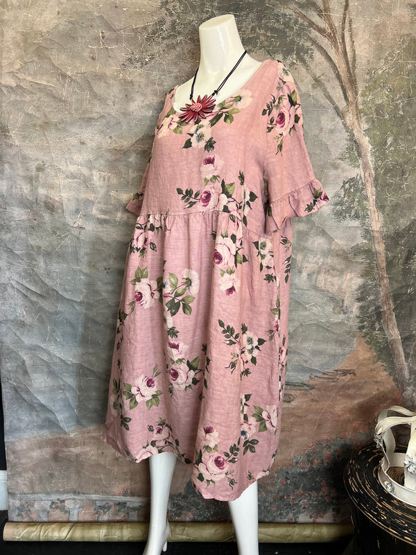 5202 Audrey Floral Dress-Pink