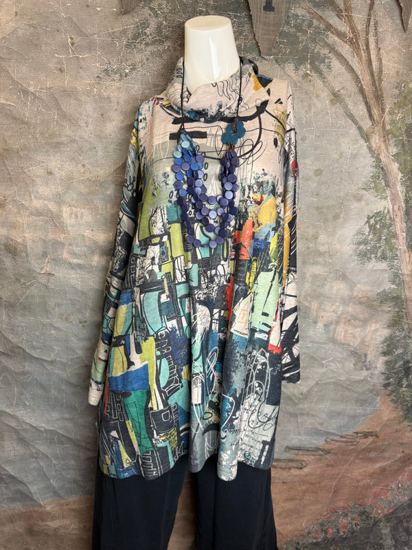 T1097 Cowlneck Dolman Slv Top-vivid dreams