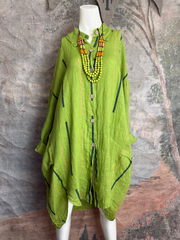 91750S Stripe Big Shirt-KIWI