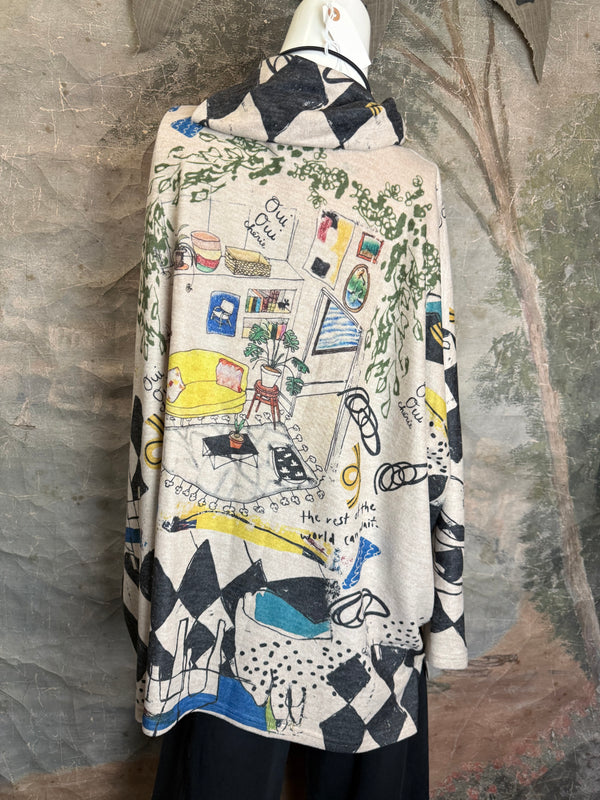 T1097 Cowlneck Dolman Slv Top