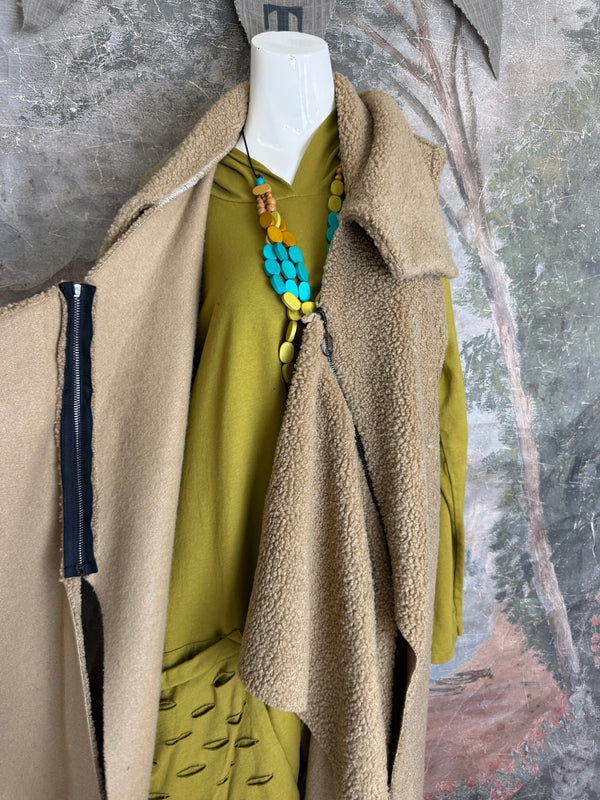 92185-62 FW Faux Shearling Vest-Camel