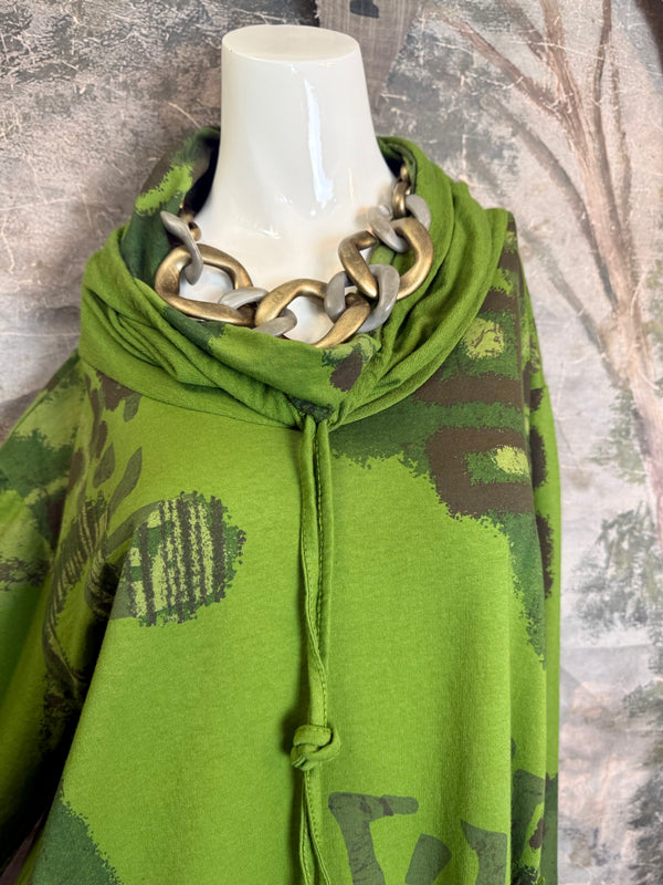 91968 Abstract Sweatshirt Dress-Kiwi