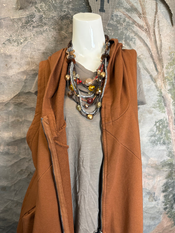 2626AU Zip Hoodie Vest-Ginger