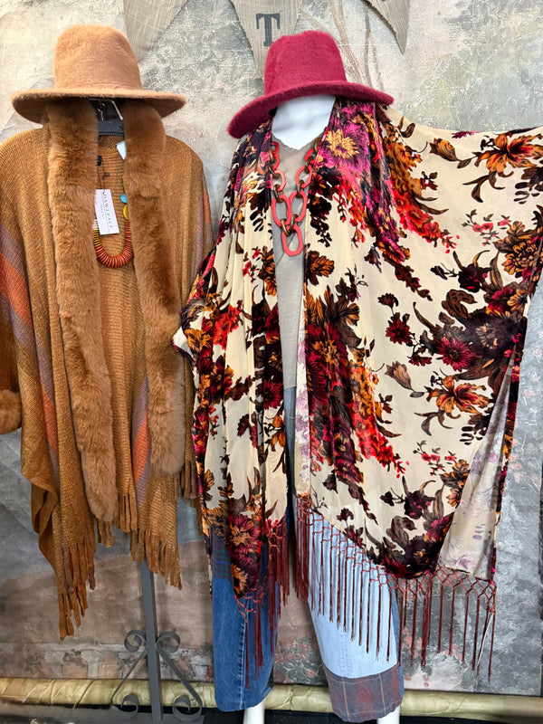 Fuzzy Palin Fedora Hat-Burgundy