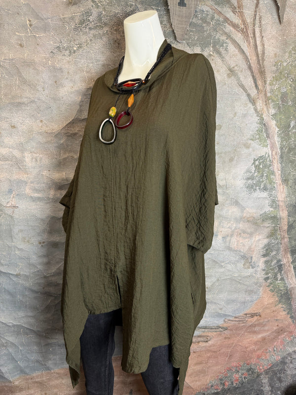 2066-11 Asymmetrical Cowlneck-Olive