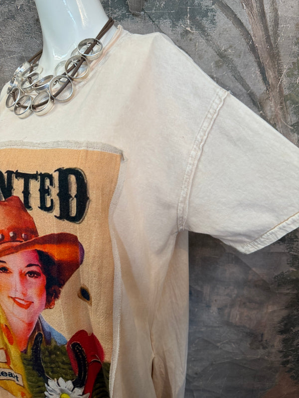 T839 Short Sleeve T-Shirt Dress-Cream/Yeehaw