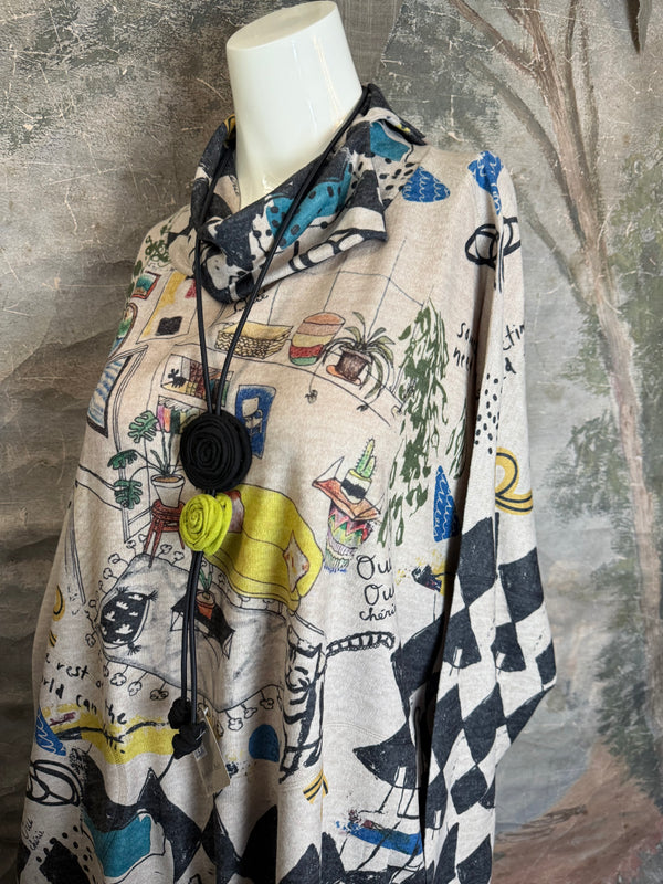 T1097 Cowlneck Dolman Slv Top