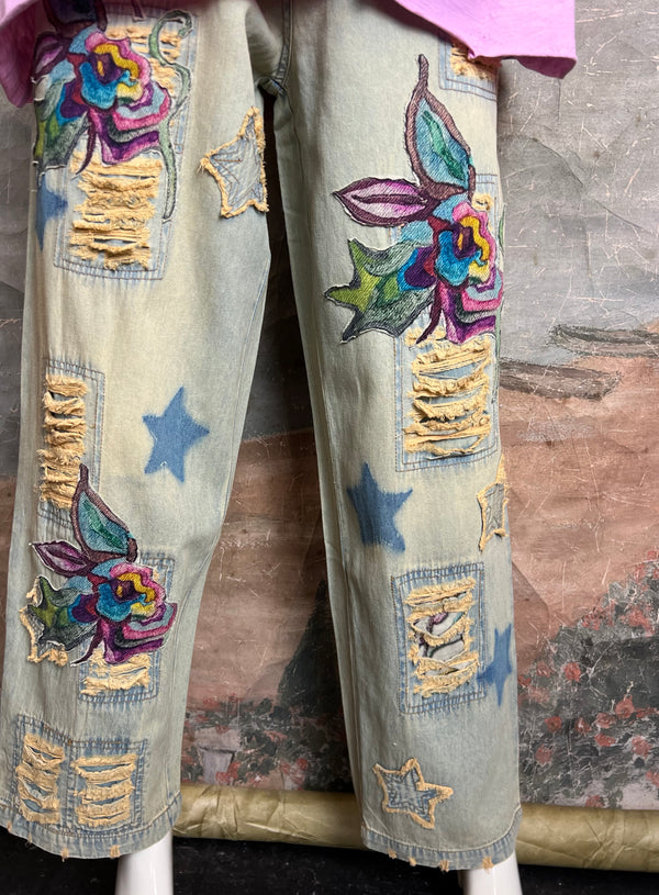 PLV-77P Peace & Flower Jeans