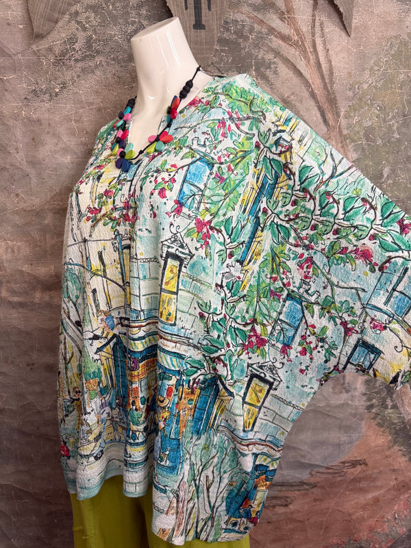 T1029YO Vneck Pullover Top-City Life