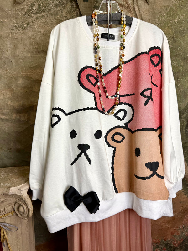 TF-5737 Teddy Gals W/Bow Sweatshirt Tee