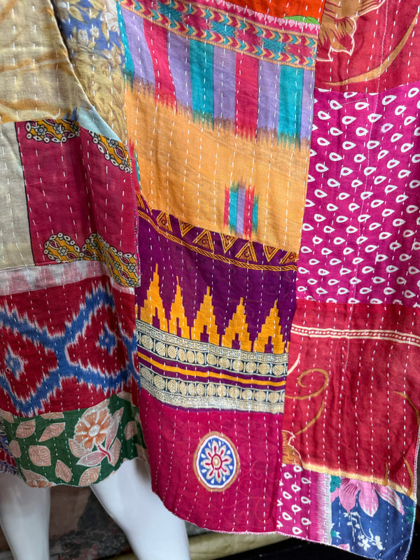 1012w Kantha Poncho Hoodie Dress-2