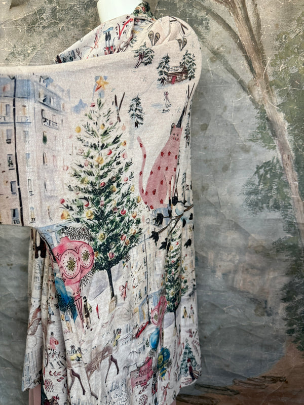 T1097 Cowlneck Dolman Slv Top-Holiday Joy