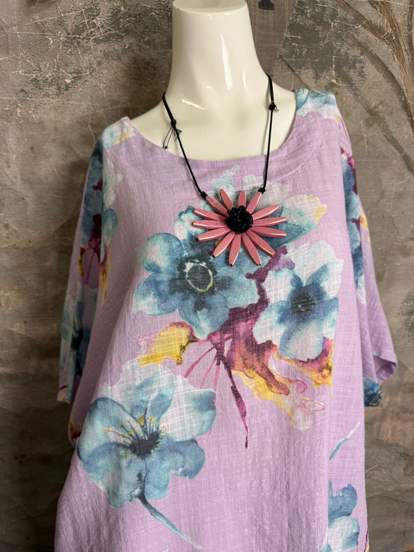 91266A Art to Wear Flower Shirt-Lilac