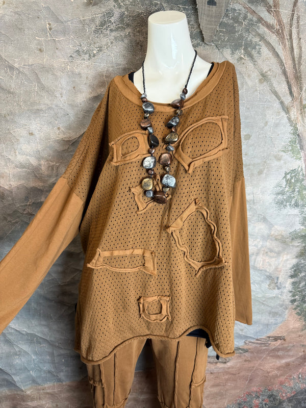 CE714 Cheer Sweater Top-Camel