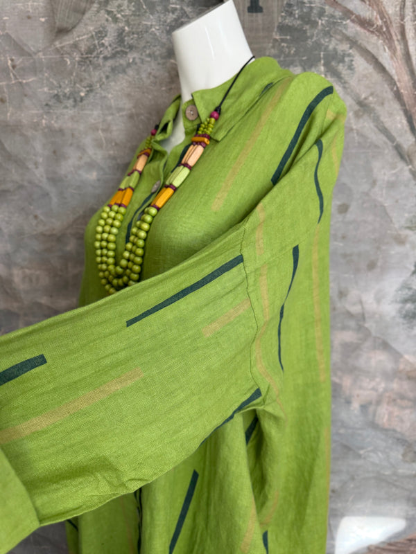 91750S Stripe Big Shirt-KIWI