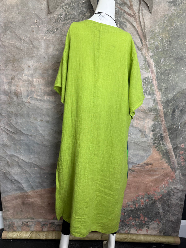 90617P-23 Linen Paint Dress-Kiwi