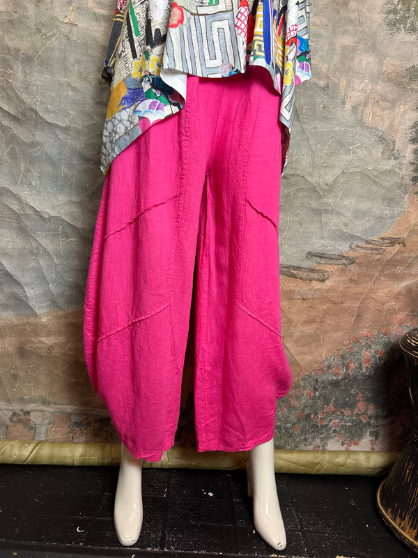 30220 Linen Genie Pants-Fuchsia
