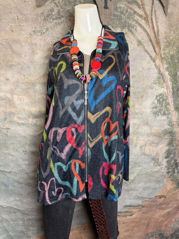 25842 Whimsy Chic Hearts Zipup Jacket