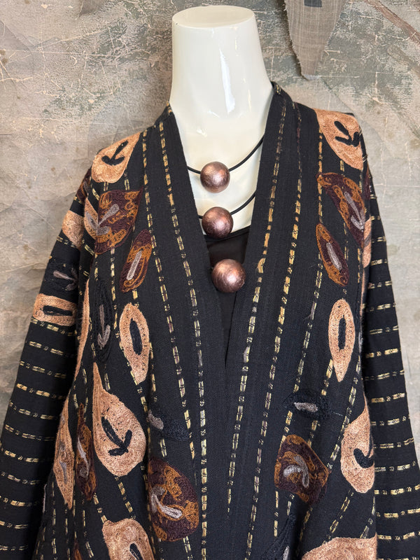 ANU 19828 Embroidered Duster JKT-Fudge